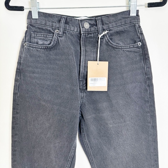 New Reformation Cynthia High Rise Straight Leg Jeans Lagoon Destroyed Black 23 - Picture 3 of 11